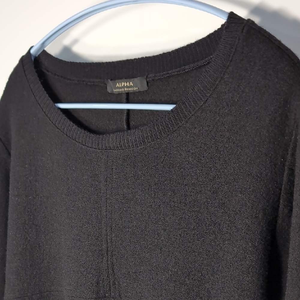 Alpha Massimo Rebecchi | 100% Wool Mini Black Sweater Dress Minimalist Size 10 - Picture 3 of 9